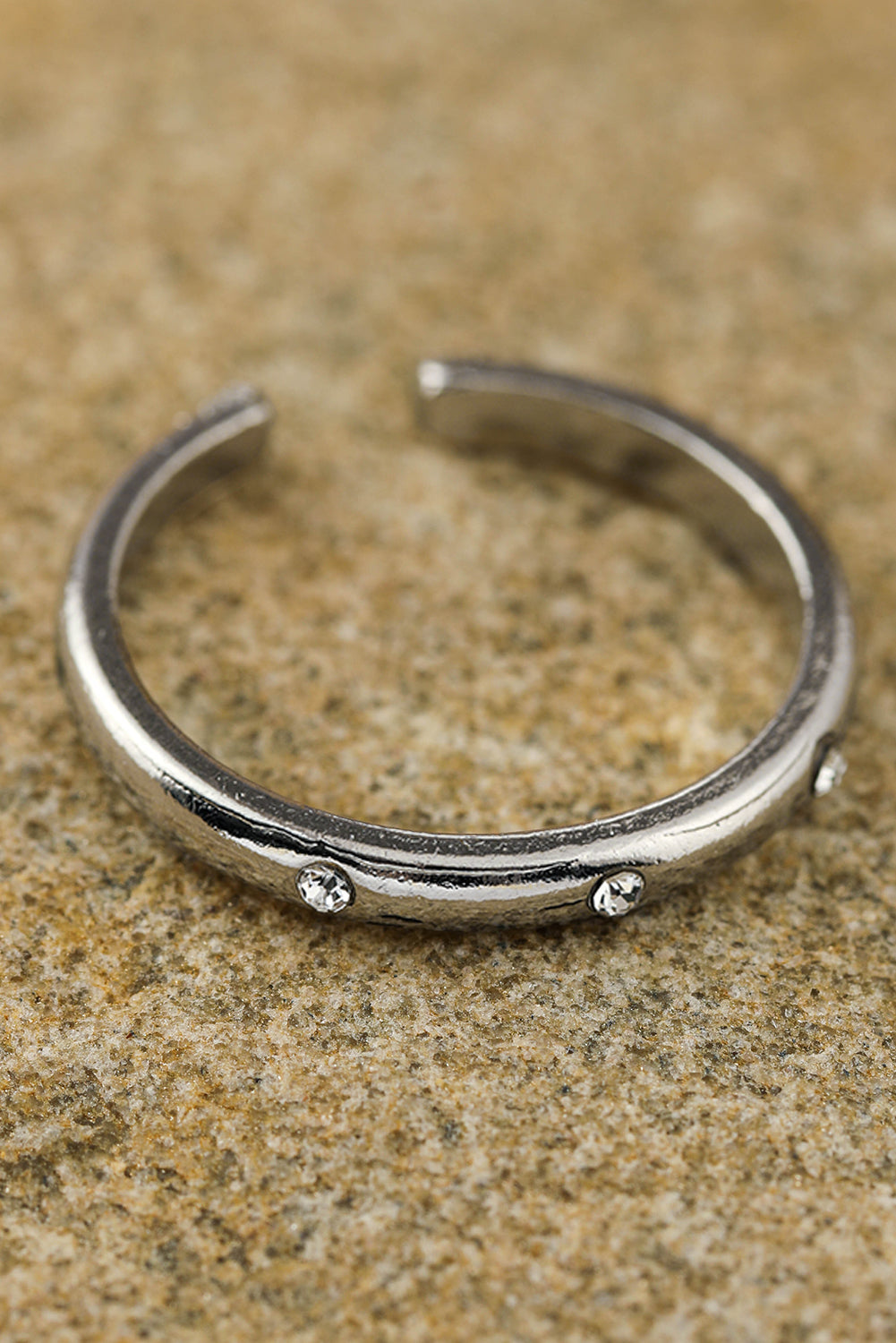 Ensemble de 3 bagues ouvertes en alliage argenté avec strass