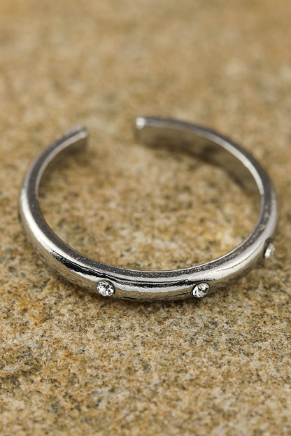 Ensemble de 3 bagues ouvertes en alliage argenté avec strass