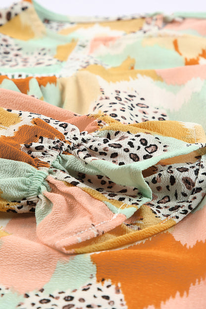 Blusa de manga larga con estampado abstracto multicolor