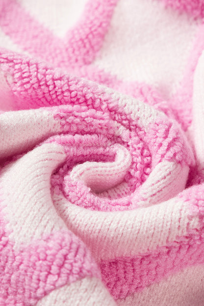 Cardigans ouverts à poches et motif losange rose