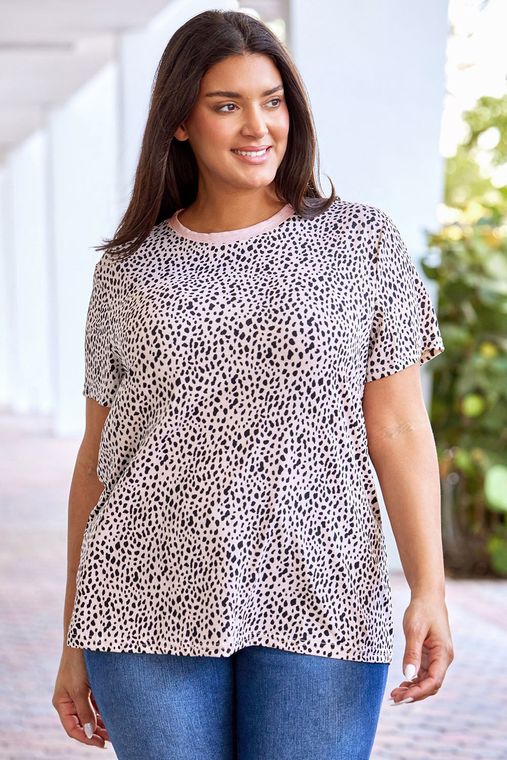 Cheetah Print O-neck Short Sleeve T Shirt