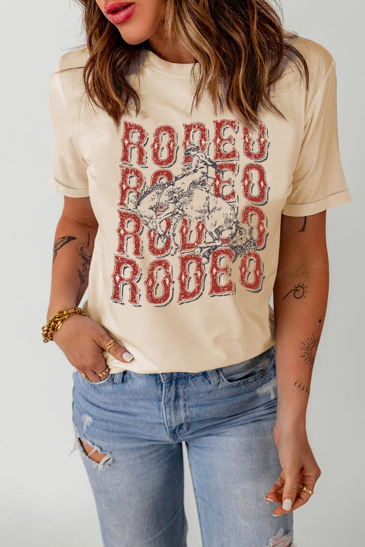 Camiseta caqui con cuello redondo y estampado gráfico Western RODEO