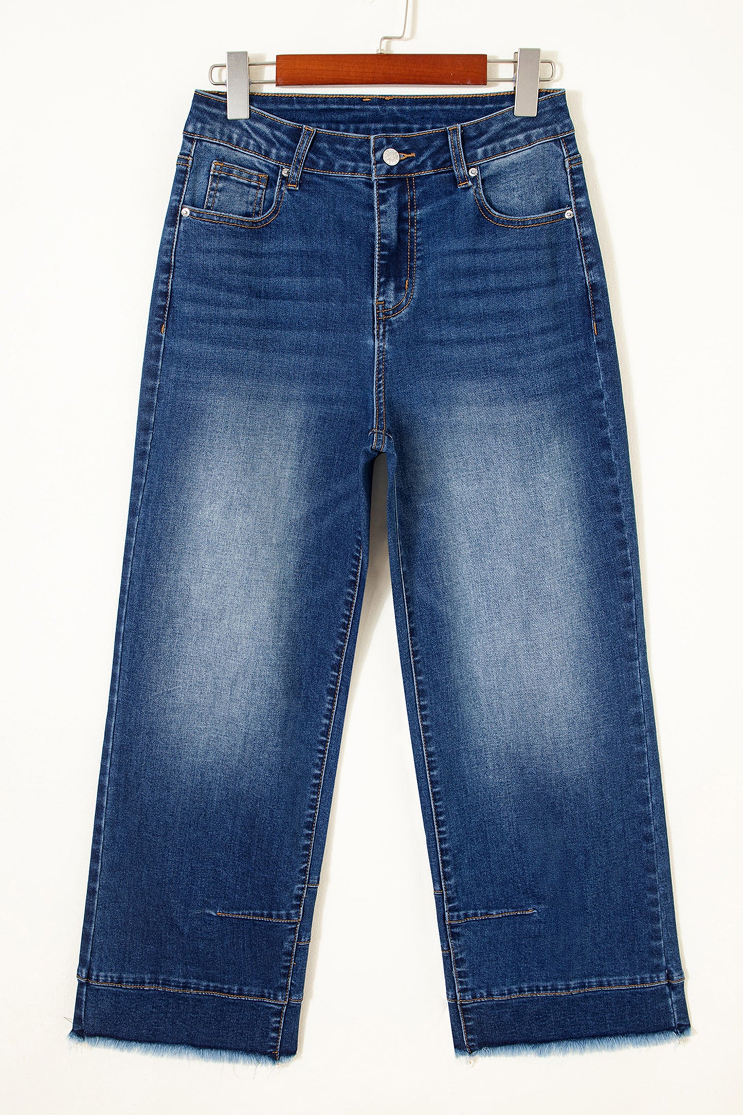 Sky Blue Chic Seam Detail Raw Hem Barrel Jeans