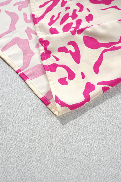 Mini-robe babydoll ample à imprimé léopard rose