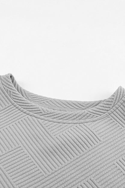 Ensemble haut à manches longues texturé gris et short à cordon de serrage