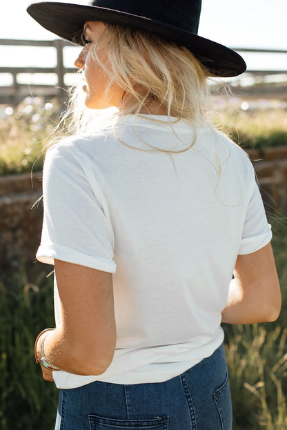 Camiseta con bordado de patrón de corazón de San Valentín