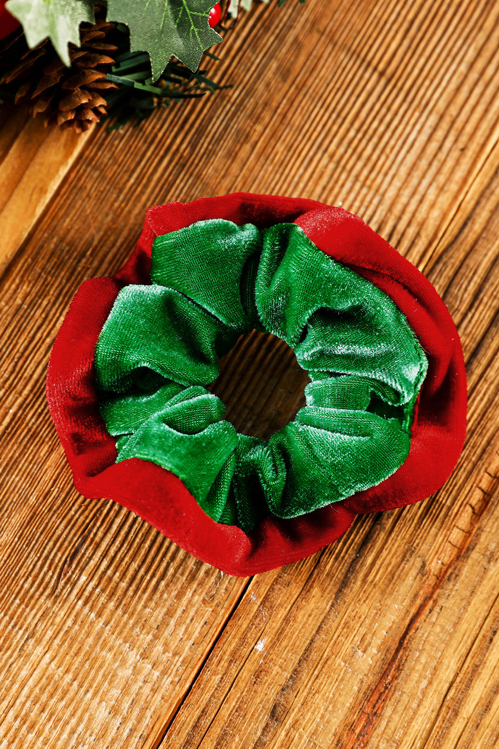 Chouchou de Noël en flanelle mélangée vert foncé 