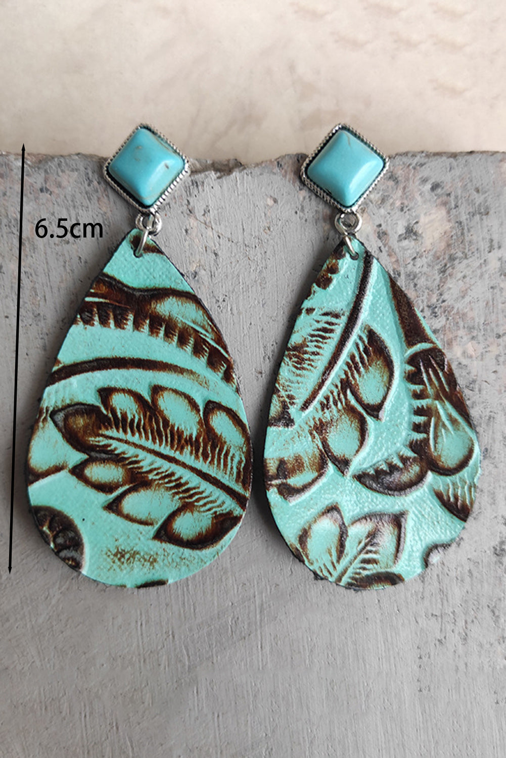 Vintage Turquoise Embossed Drop Earrings