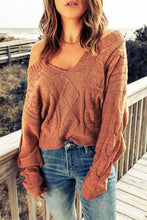 Loose Fit Knit V Neck Cropped Sweater