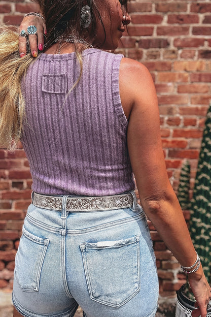 Bonbon Slim Ribbed Mineral Wash Tank Top