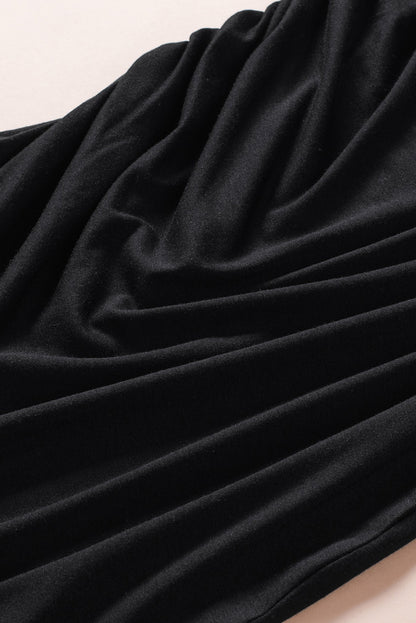 Minivestido sin mangas con cuello redondo y dobladillo arqueado fruncido