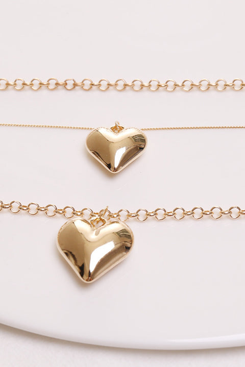 Gold Multilayer Heart Shape Pendant Valentine Necklace