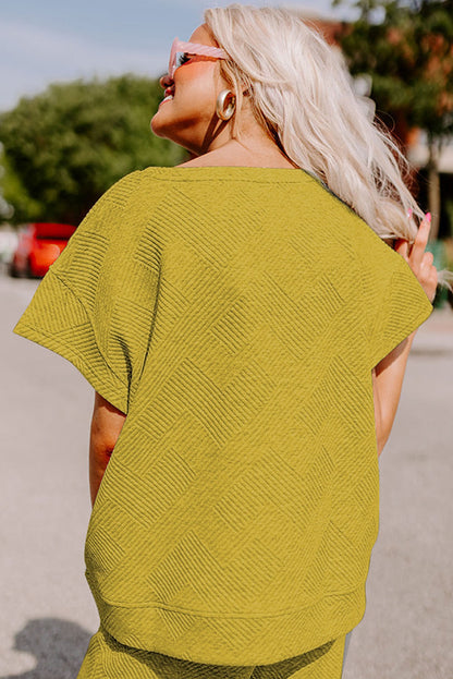 Conjunto de camiseta holgada con textura gris y pantalón con cordón