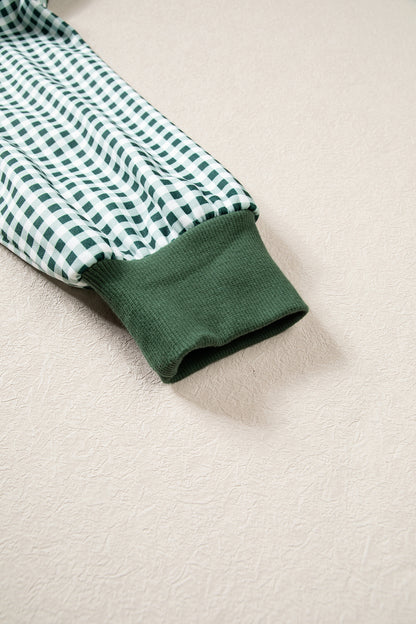 Evergreen Gingham Plaid Oversized Pullover Sweatshirt
