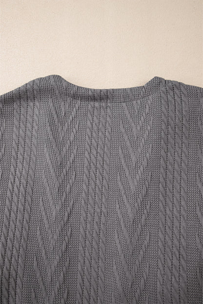 Cardigan gris moyen uni texturé ouvert sur le devant avec poche