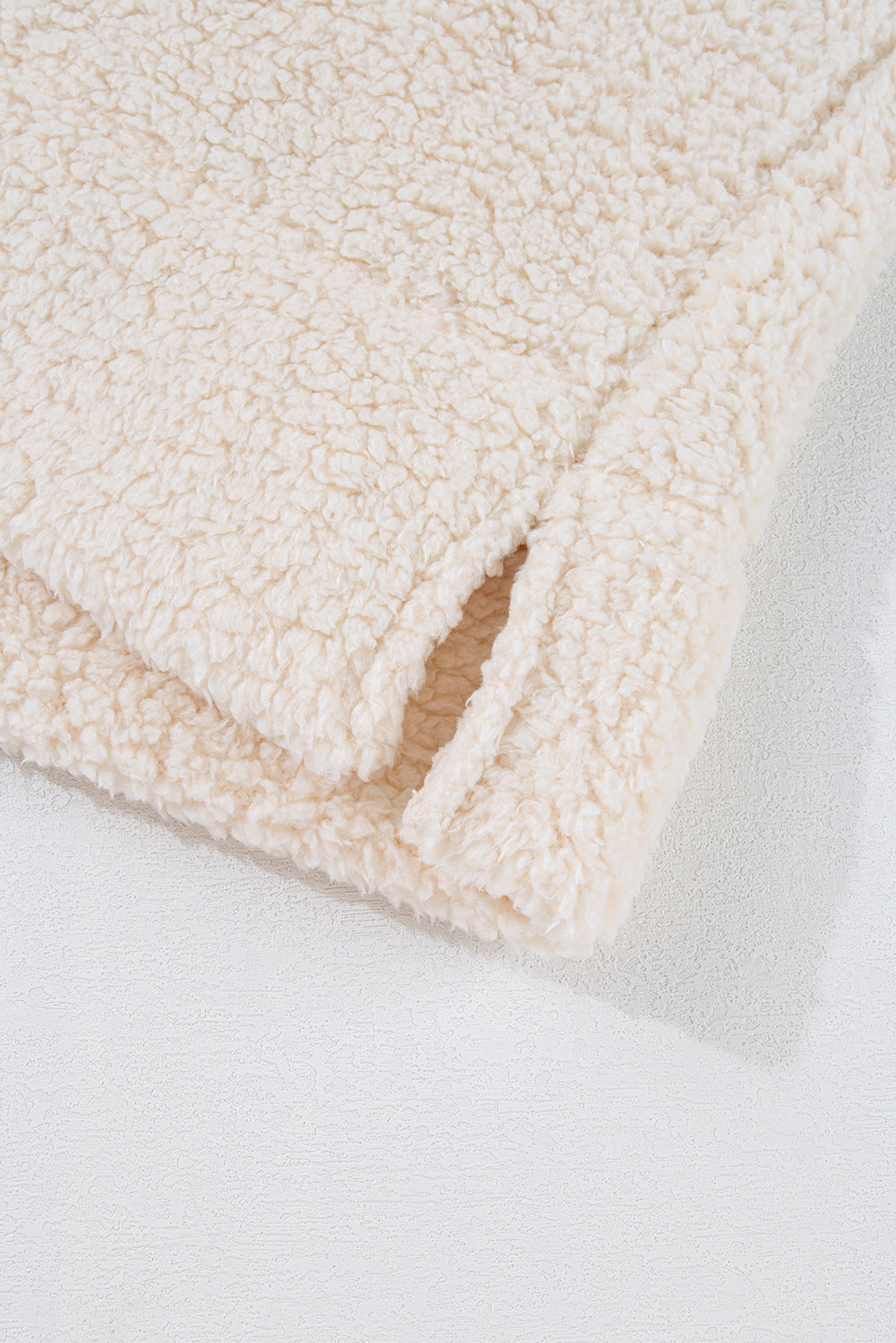 Sweat-shirt blanc uni en polaire à col montant et épaules tombantes