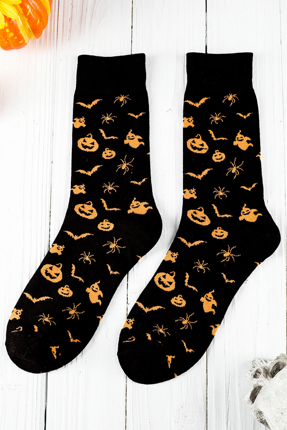 Chaussettes noires à imprimé éléments d'Halloween