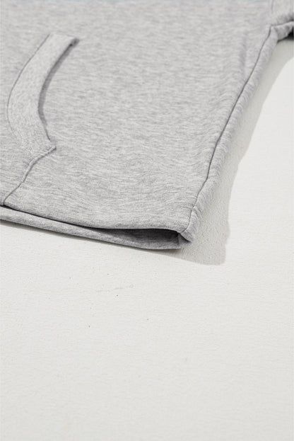 Sweat à capuche surdimensionné gris clair uni avec poche kangourou et demi-fermeture éclair