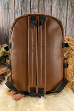 Chestnut Faux Leather Zipped Large Capacity Backpack