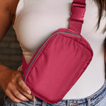 Fiery Red Waterproof Zipped Crossbody Chest Bag 20*5*14cm