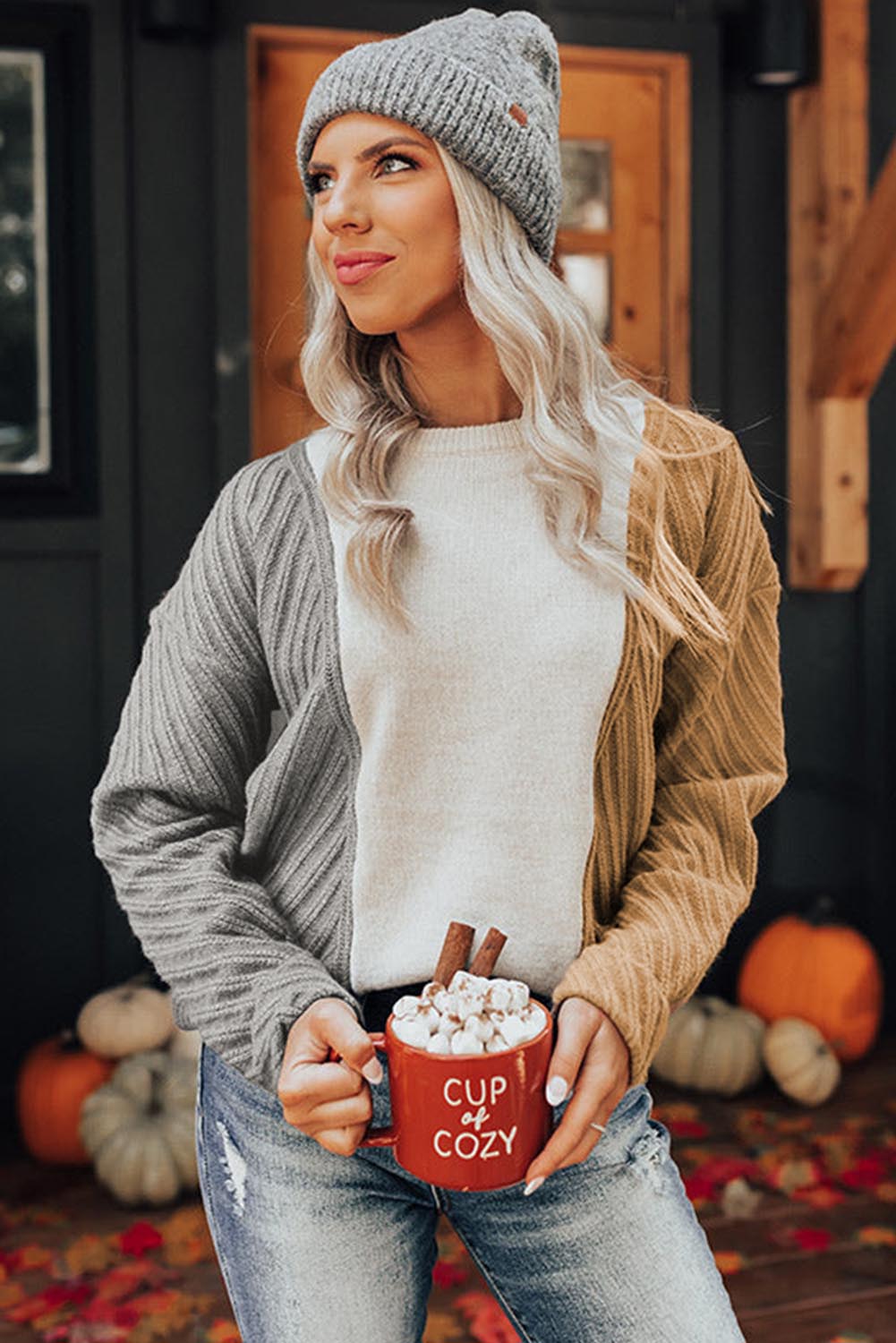 Pull texturé multicolore à épaules tombantes