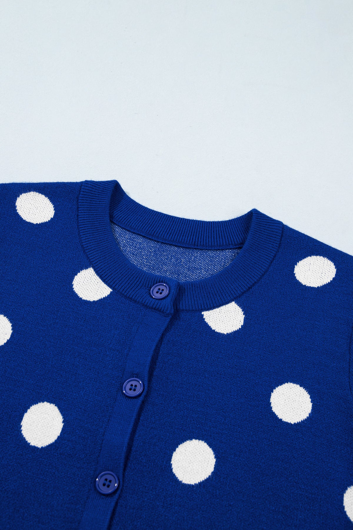 Bluing Casual Polka Dot Button Front Long Sleeve Sweater Cardigan