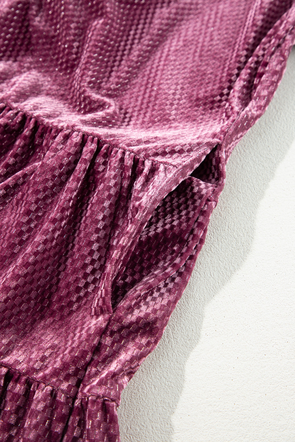 Robe à volants en velours texturé grande taille, couleur mauve prairie