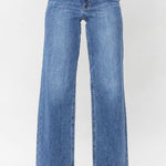 Sky Blue Double Button Zip Fly Straight Leg Jeans