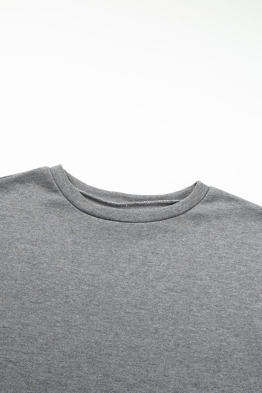 Dark Grey Printed Fringed Ruffled Accent Sweatshirt Dress