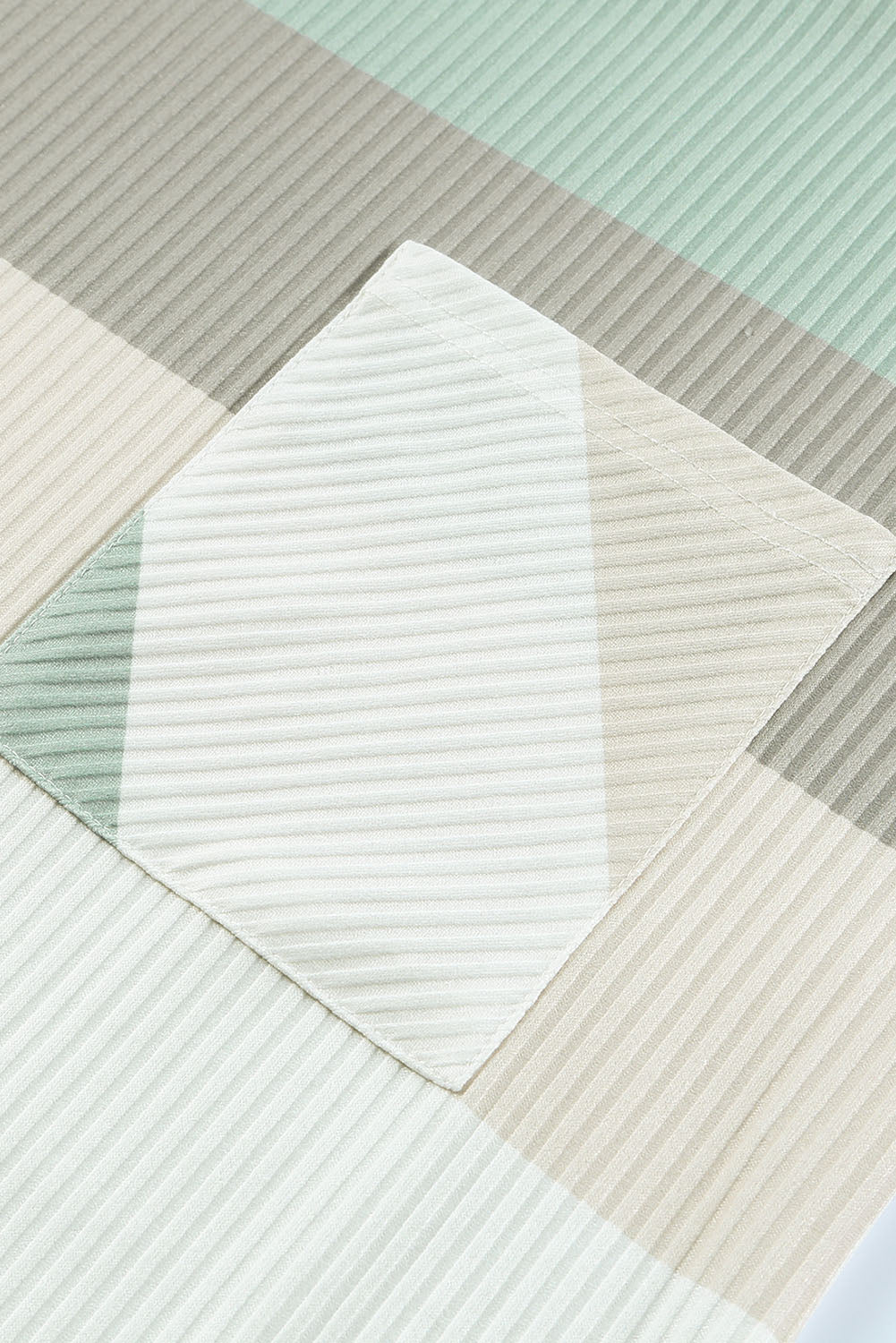 Color Block Ribbed Long Sleeve Top with Pocket