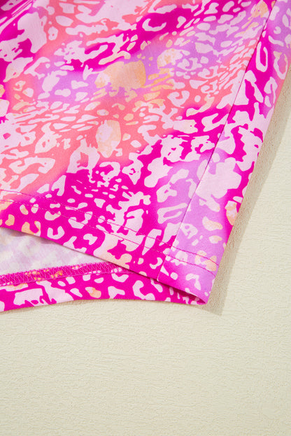 Tunique classique à ourlet mouchoir et imprimé léopard Rose