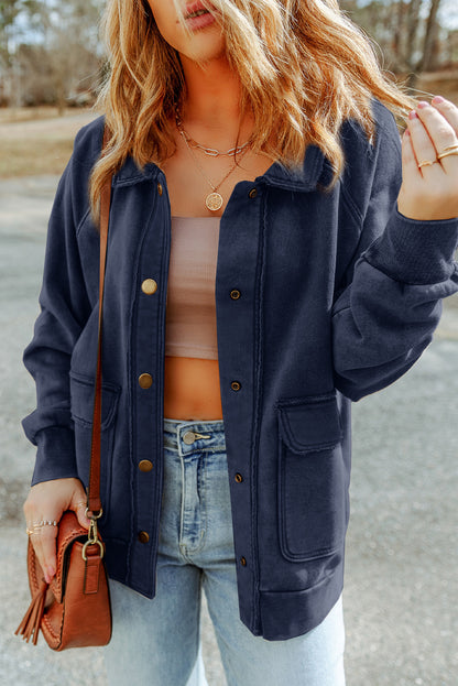 Chaqueta con botones y bolsillo con solapa lavada vintage roja