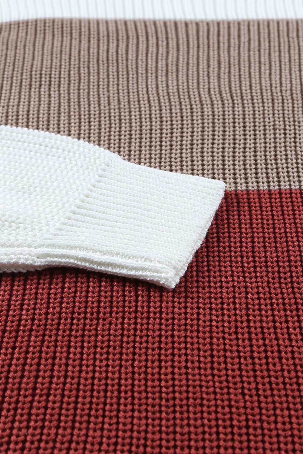 Pull col rond en maille à blocs de couleurs 