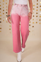 Pink Scattering Rhinestone Gradient Denim Pants