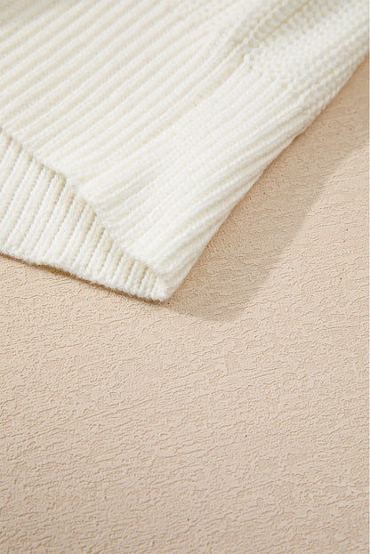 Pull de Noël rayé blanc avec lettres lumineuses et joyeuses