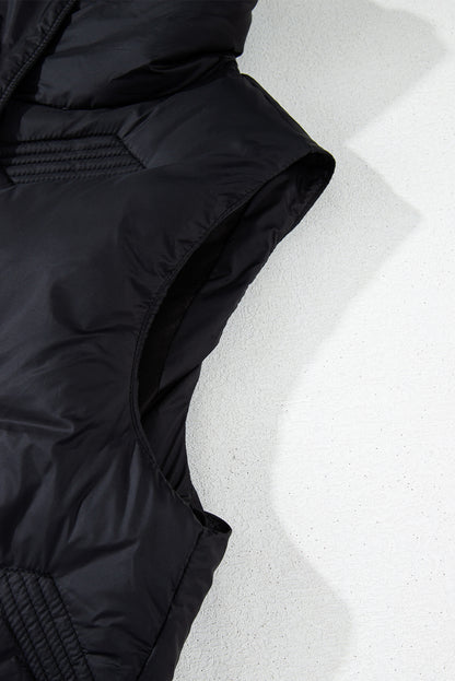 Veste matelassée noire à col montant et fermeture éclair