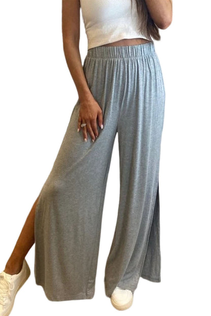 Side Slits Wide Leg High Waist Pants