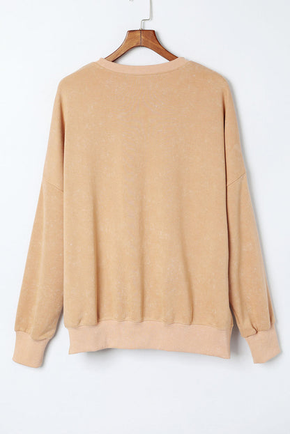 Khaki Loose Leopard Rugby Football GAME DAY Graphic Sweatshirt