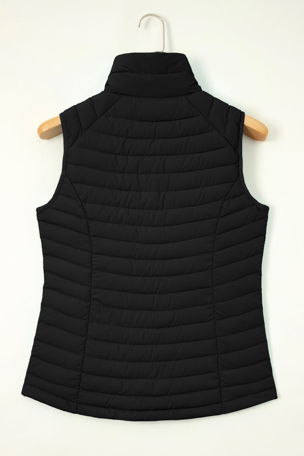Gilet matelassé zippé à col en peluche noir