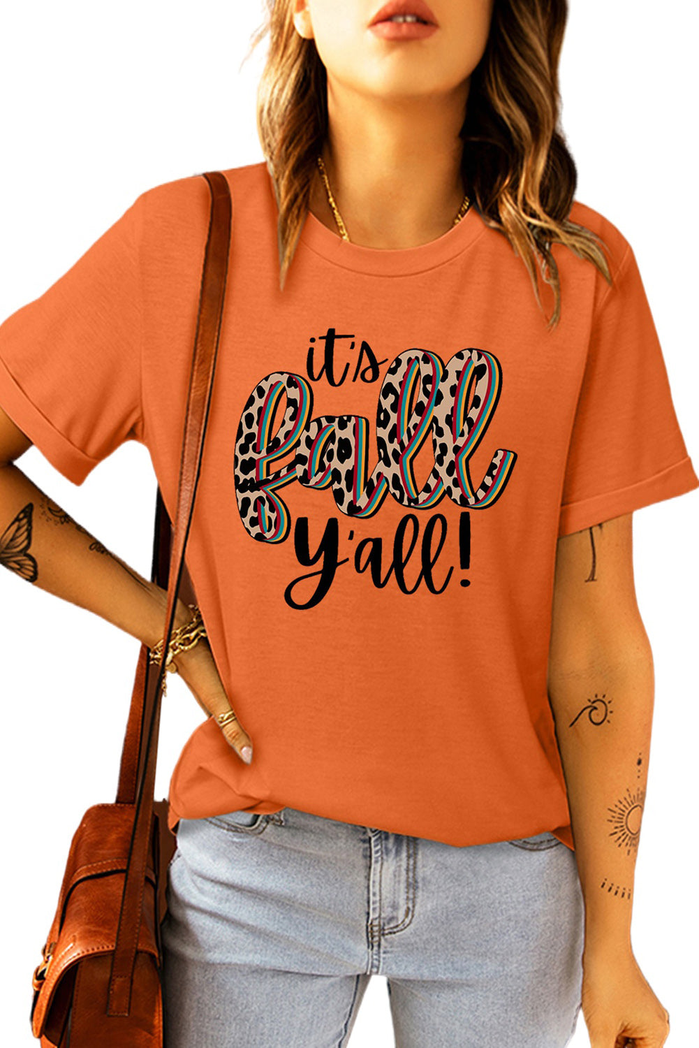 T-shirt décontracté à imprimé animal « Its Fall Yall »