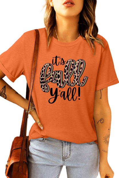 T-shirt décontracté à imprimé animal « Its Fall Yall »