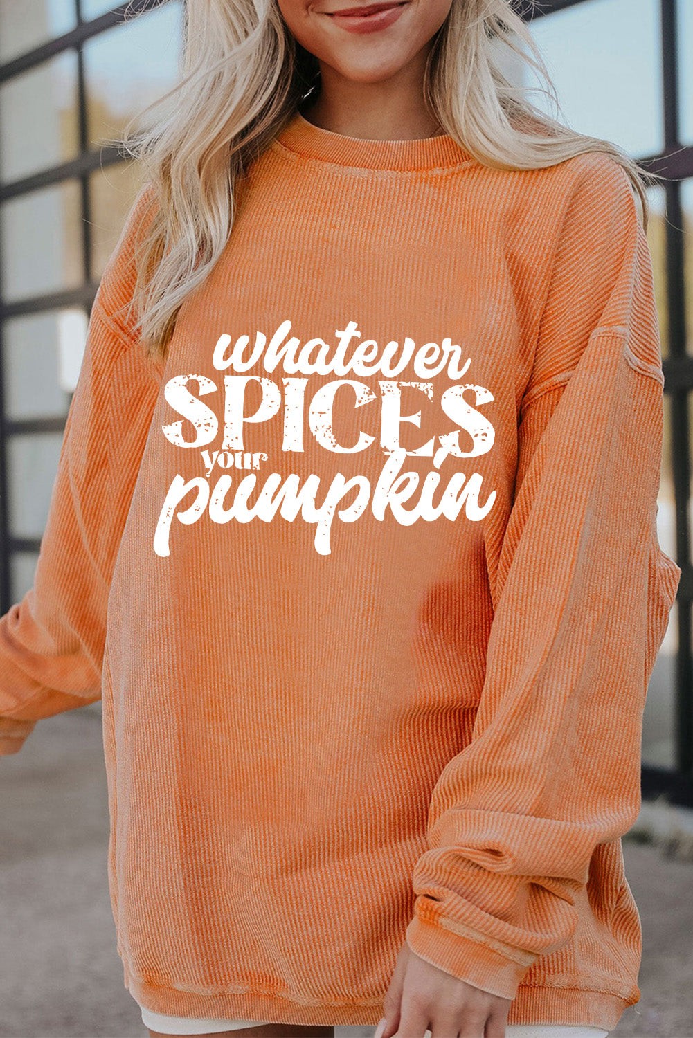 Sweat-shirt à cordon de serrage graphique Orange Whatever Spices Your Pumpkin