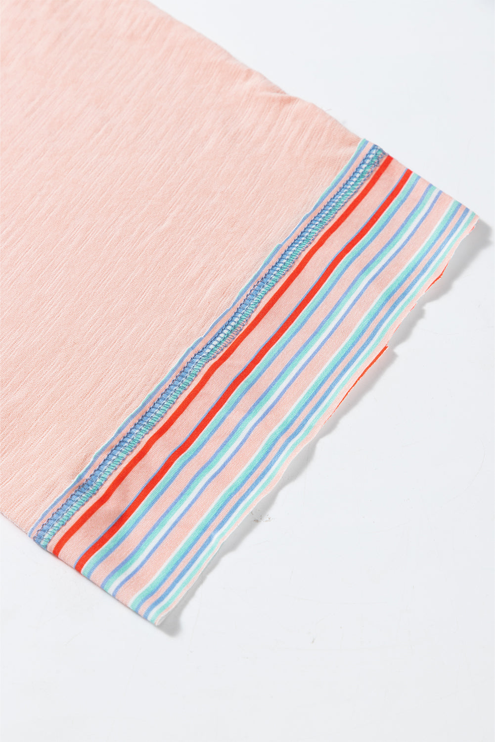 Haut raglan patchwork à manches larges et gaufrées, couleur pamplemousse et orange