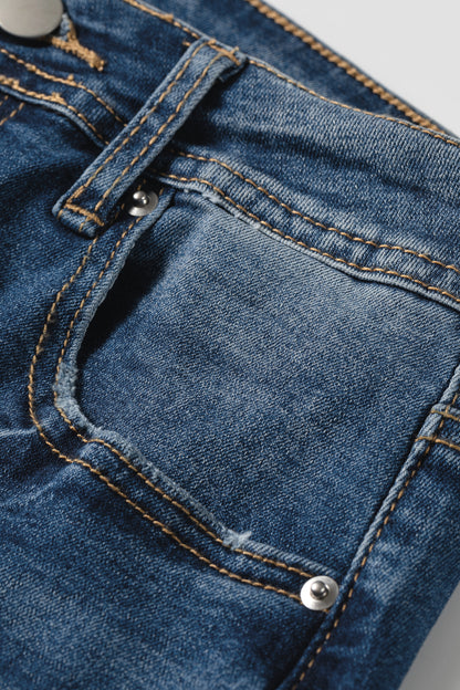 Myosotis Acid Washed Straight Leg Full Length Casual Jeans