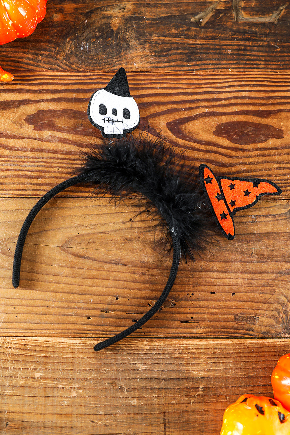 Black Halloween Witch Hat Plush Decor Hairband