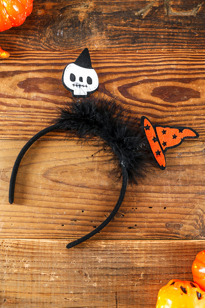 Black Halloween Witch Hat Plush Decor Hairband