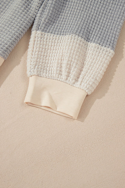 Haut Henley texturé kaki à col colorblock