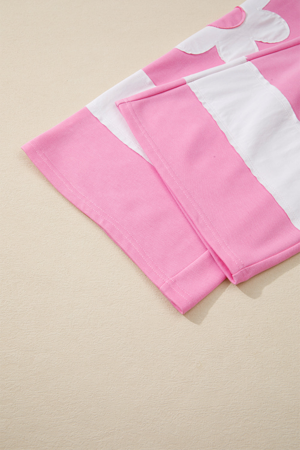 Orchid Bouquet Big Flower Patched Raw Seam Color Block 2 Piece Loose Pant Set