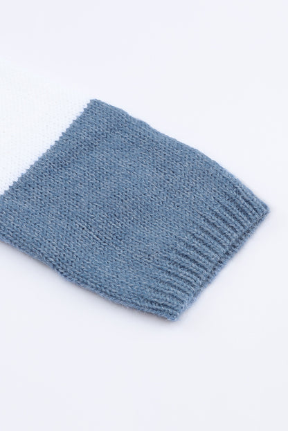 Cárdigan de punto largo con frente abierto y bloques de color gris carbón