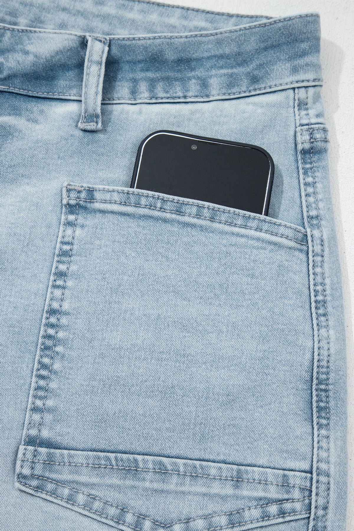 Beau Blue Frayed Cropped Barrel Jeans